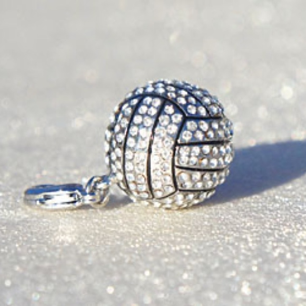 24kt plate Gold or White Swarovski Volleyball Water Polo Charm Pendant